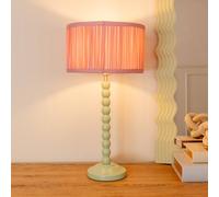 Bobbins Sage Green Table Lamp with Ruched Pleated Drum Lamp Shade and LED Bulb ValueLights Light Pink One Size