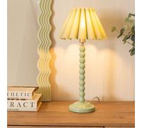 ValueLights | Sage Green Bobbin Stem Table Lamp with Pleated Tapered Shade Living Room Bedroom Light | Table Lamps, Home Décor & Improvement Essential