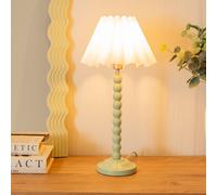 Bobbins Sage Green Table Lamp with Scallop Tapered Lamp Shade and LED Bulb ValueLights White One Size