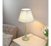 ValueLights | Sage Green Bobbin Stem Table Lamp with Green Arrow Pleated Shade | Home Décor, Bedside & Desk Lamp