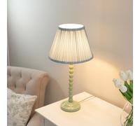 Bobbins Sage Green Table Lamp with Tapered Fabric Pleasted Shade and LED Bulb ValueLights Baby Blue One Size