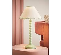ValueLights | Sage Green Bobbin Stem Table Lamp with Green Trim Scallop Shade | Home Décor, Bedside & Desk Lamp