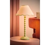 Valuelights Bobbins Sage Green Table Lamp With Tapered Natural Linen Scallop Shade With Bulb In Pale Green Pale Green One Size