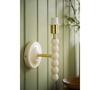 ValueLights Bobbins Wooden Bobble Wall Light Lamp Base in Cream ValueLights Cream