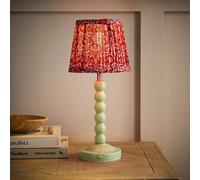Valuelights Bobble Burgundy Floral Shade Green Rechargeable Table Lamp