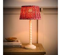 Valuelights Bobble Burgundy Pleat Shade Cream Table Lamp And Bulb