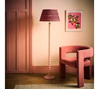 Valuelights Bobble Burgundy Pleat Shade Pink Floor Lamp And Bulb