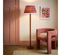 Valuelights Bobble Burgundy Pleat Shade Walnut Wooden Table Lamp