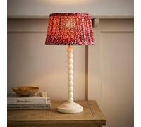 Valuelights Bobble Burgundy Pleated Shade Cream Table Lamp