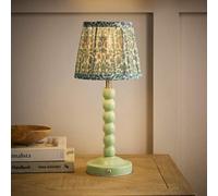 Valuelights Bobble Green Floral Shade Green Rechargeable Wooden Table Lamp