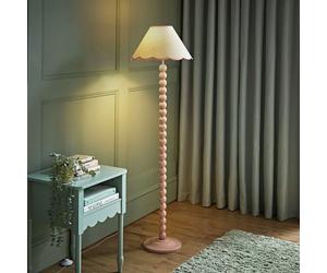 ValueLights Bobble Wooden Statement Floor Lamp - Pink