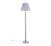 Valuelights Bobbles Powder Blue Bobbin Floor Lamp With Blue Pleated Shade - Led Bulb Included
