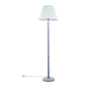 Valuelights Bobbles Powder Blue Bobbin Floor Lamp With Green Arrow Pleated Shade - Led Bulb Included