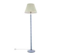 Valuelights Bobbles Powder Blue Bobbin Floor Lamp With Pink Aztec Pleated Shade - Led Bulb Included