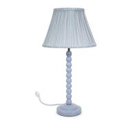 Valuelights Bobbles Powder Blue Bobbin Table Lamp With Blue Pleated Shade