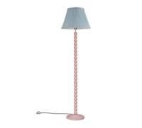 Valuelights Bobbles Rose Pink Bobbin Floor Lamp With Blue Pleated Shade