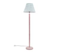Valuelights Bobbles Rose Pink Bobbin Floor Lamp With Green Arrow Pleated Shade
