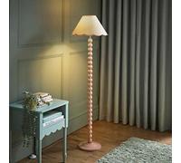 Valuelights Bobbles Rose Pink Bobbin Floor Lamp With Pink Trim Scallop Shade - Led Bulb Included