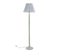 Valuelights Bobbles Sage Green Bobbin Floor Lamp With Blue Pleated Shade - Led Bulb Included