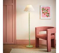 Valuelights Bobbles Sage Green Bobbin Floor Lamp With Green Trim Scallop Shade