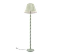Valuelights Bobbles Sage Green Bobbin Floor Lamp With Pink Aztec Pleated Shade - Led Bulb Included
