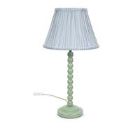Valuelights Bobbles Sage Green Bobbin Table Lamp With Blue Pleated Shade