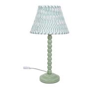 Valuelights Bobbles Sage Green Bobbin Table Lamp With Green Arrow Pleated Shade