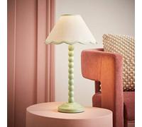 Valuelights Bobbles Sage Green Bobbin Table Lamp With Green Trim Scallop Shade