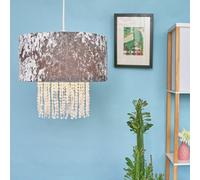 Valuelights Boland Pair Of Boland Silver Grey Velvet Ceiling Light Shades With Clear Acrylic Droplets (D)35Cm