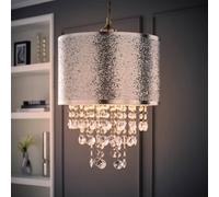 Valuelights Bonita Silver Glitter And Jewel Droplet Ceiling Lamp Shade And Bulb