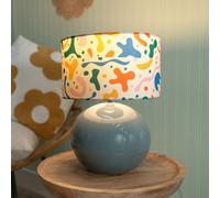 ValueLights Bosco Eucalyptus Teal Globe Ceramic Table Lamp with Abstract Shape Lamp Shade ValueLights Multicolor