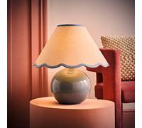 Valuelights Bosco Eucalyptus Ceramic Table Lamp With Blue Trim Scallop Shade And Bulb