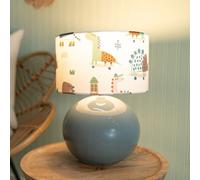 Valuelights Bosco Eucalyptus Ceramic Table Lamp With Cartoon Dino Drum Shade - Led Bulb Included