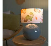 Valuelights Bosco Eucalyptus Ceramic Table Lamp With Dinosaur Drum Shade