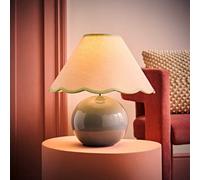 Valuelights Bosco Eucalyptus Ceramic Table Lamp With Green Trim Scallop Shade And Bulb