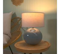 Valuelights Bosco Eucalyptus Ceramic Table Lamp With Grey Drum Shade - Led Bulb Included