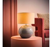 Valuelights Bosco Eucalyptus Ceramic Table Lamp With Natural Drum Shade And Bulb