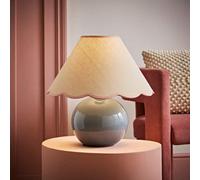 Valuelights Bosco Eucalyptus Ceramic Table Lamp With Pink Trim Scallop Shade