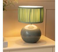 Valuelights Bosco Eucalyptus Ceramic Table Lamp With Ruched Pleated Lamp Shade And Led Bulb In Pale Green Pale Green One Size