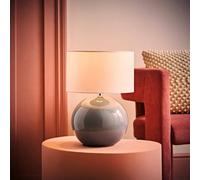 ValueLights | Eucalyptus Ceramic Table Lamp with White Fabric Drum Lampshade Living Room Bedside Light | Table Lamps, Home Décor & Improvement Essential | Included LED Bulb