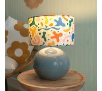 ValueLights Bosco Eucalyptus Teal Globe Ceramic Table Lamp with Abstract Shape Lamp Shade ValueLights Multicolor