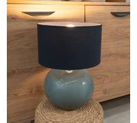 Valuelights Bosco Eucalyptus Teal Globe Ceramic Table Lamp With Fabric Lamp Shade In Navy Navy One Size