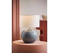ValueLights Bosco Eucalyptus Teal Globe Ceramic Table Lamp with Fabric Lamp Shade in White ValueLights White