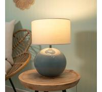 Valuelights Bosco Eucalyptus Teal Globe Ceramic Table Lamp With Fabric Shade And Led Bulb In Natural Natural One Size