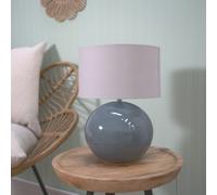 ValueLights | Eucalyptus Ceramic Table Lamp with Grey Fabric Drum Lampshade Living Room Bedside Light | Table Lamps, Home Décor & Improvement Essential | Included LED Bulb