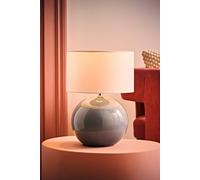 ValueLights Bosco Eucalyptus Teal Globe Ceramic Table Lamp with Fabric Shade & LED Bulb in White ValueLights White