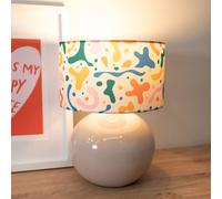 Valuelights Bosco Natural Stone Ceramic Table Lamp With Abstract Lamp Shade And Led Bulb Multi