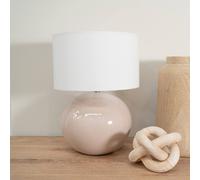 Bosco Natural Stone Globe Ceramic Table Lamp with Fabric Lamp Shade and LED Bulb ValueLights White One Size