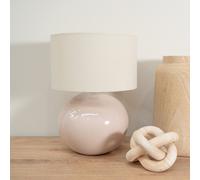 Bosco Natural Stone Globe Ceramic Table Lamp with Fabric Lamp Shade and LED Bulb ValueLights Natural One Size
