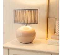 Bosco Stone Ceramic Table Lamp with Ruched Pleated Fabric Drum Lamp Shade ValueLights Baby Blue One Size